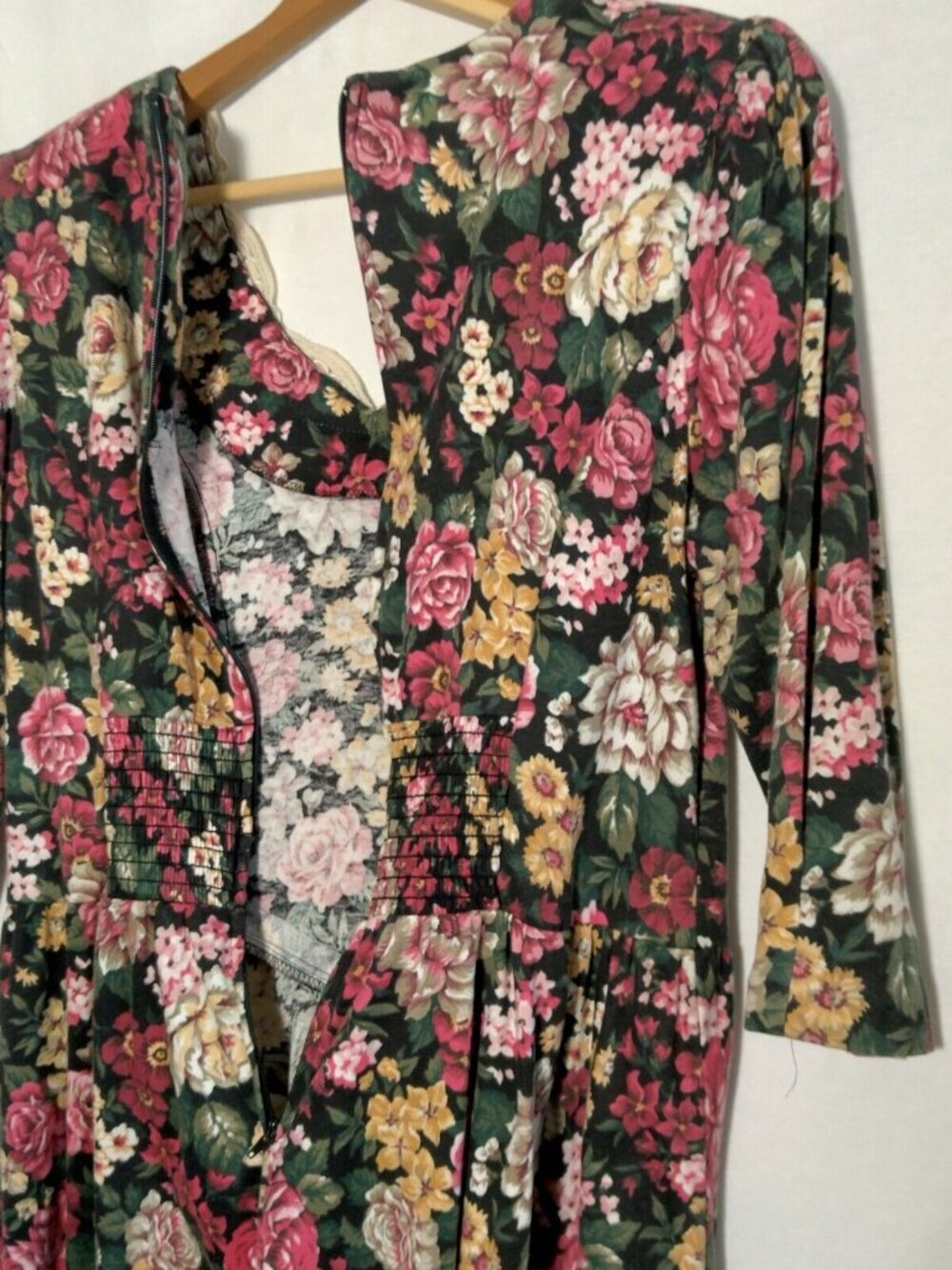 Vintage 1980s Paquette Petite Byer California Dress 10P Knit Floral Cottagecore - Picture 10 of 14